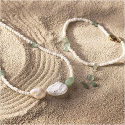 Mini DIY Kit Smykker, Aventurine halskjede og armb&aring;nd, 1 pk.
