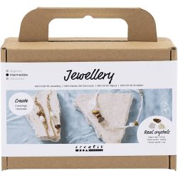 Mini DIY Kit Smykker, Krystallhalskjede og &oslash;reringer, 1 pk.