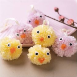 Mini DIY Kit Pompon, Kyllinger, ass. farger, 1 pk.