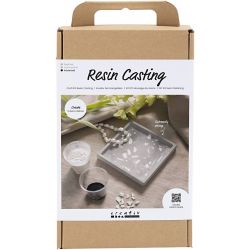 DIY Kit Resinst&oslash;ping, Firkantet brett med terrazzo, svart, hvit, 1 pk.