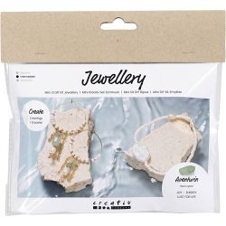 Mini DIY Kit Smykker, Aventurine Mix armb&aring;nd og &oslash;reringer, 1 pk.