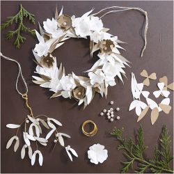 DIY Kit Papirpynt, Krans, hvit, lys natur, 1 pk.
