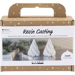 Mini DIY Kit Resinst&oslash;ping, Juletr&aelig;r, hvit, 1 pk.