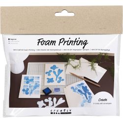 Mini DIY Kit Skumtrykk, Kort med design, hvit, off white, 1 pk.