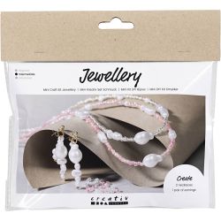 Mini DIY Kit Smykker, Halskjeder og &oslash;reringer, glans, 1 pk.