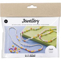 Mini DIY Kit Smykker, Halskjede og armb&aring;nd, ass. farger, 1 pk.