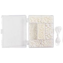 DIY Mix Smykker, Halskjede og armb&aring;nd, ca. 1200 stk., hvit perlemor, 1 pk.