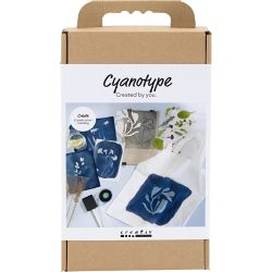 DIY Kit Cyanotrykk, Tekstil, bl&aring;, 1 pk.