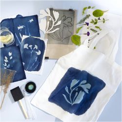 DIY Kit Cyanotrykk, Tekstil, bl&aring;, 1 pk.