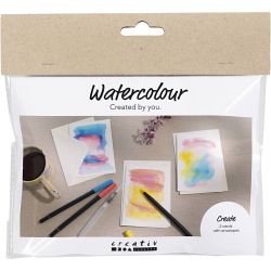 Mini DIY Kit Akvarell, Kort og konvolutter, 1 pk.