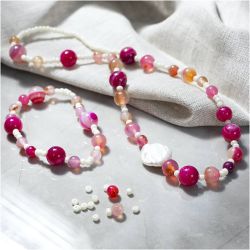 Mini DIY Kit Smykker, Halskjede og armb&aring;nd, pink, 1 pk.