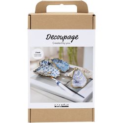 DIY Kit Decoupage, &Oslash;stersskjell, bl&aring;, 1 pk.