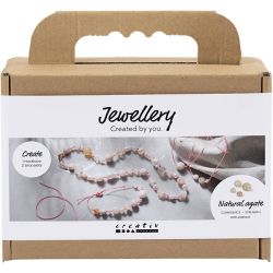 Mini DIY Kit Smykker, Halskjede og armb&aring;nd, pink, 1 pk.