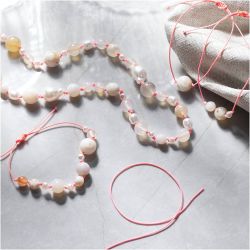 Mini DIY Kit Smykker, Halskjede og armb&aring;nd, pink, 1 pk.