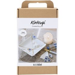 DIY Kit Kintsugi, Sk&aring;l, bl&aring;, gull, hvit, 1 pk.