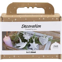Mini DIY Kit Dekorasjon, Julepynt, s&oslash;lv metall, 1 pk.