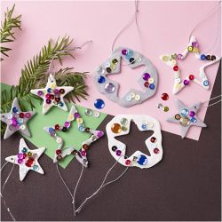 Mini DIY Kit Modellering, Stjerner, sølv, hvit, 1 pk.