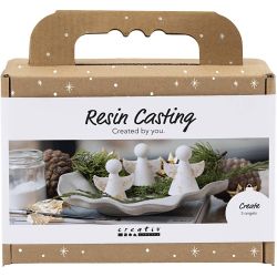 Mini DIY Kit Resin St&oslash;ping, Engler, gull metall, hvit, 1 pk.