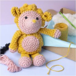 DIY Kit Amigurumi, Pinnsvin, lys rosa, varm gul, 1 pk.