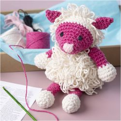 DIY Kit Amigurumi, Sau, pink, off white, 1 pk.