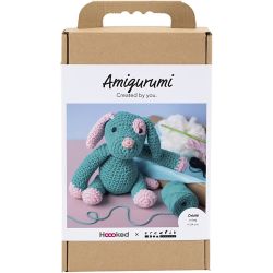 DIY Kit Amigurumi, Valp, pastellpink, m&oslash;rk turkis, 1 pk.