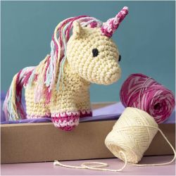 DIY Kit Amigurumi, Enhjørning, regnbuefarger, 1 pk.