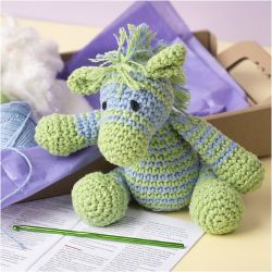 DIY Kit Amigurumi, Sebra , lys blå, lys grønn, 1 pk.