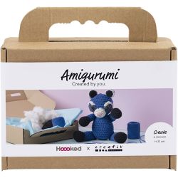 DIY Kit Amigurumi, Vaskebj&oslash;rn, svart, bl&aring;, 1 pk.