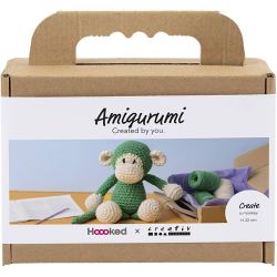 DIY Kit Amigurumi, Ape, gr&oslash;nn, off white, 1 pk.
